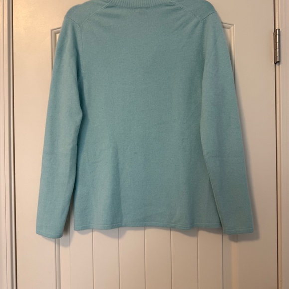 Prive 100% Cashmere Women’s Long Sleeve V- Neck Aqua Sweater Pullover Size M - Picture 3 of 7